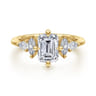 Colton - 14K Yellow Gold Compass Prong Emerald Cut Diamond Engagement Ring - 0.5 ct