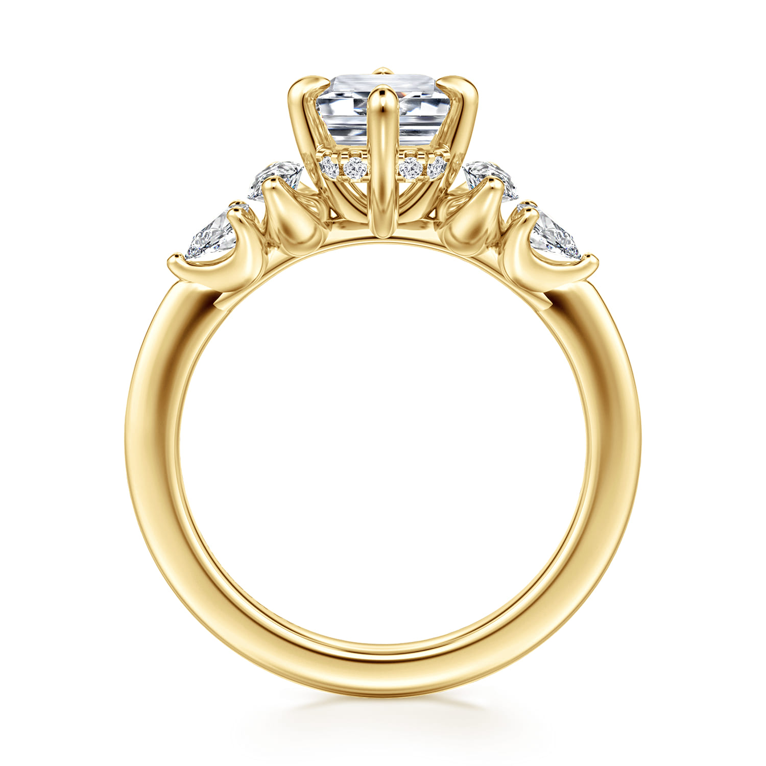 Colton - 14K Yellow Gold Compass Prong Emerald Cut Diamond Engagement Ring - 0.5 ct - Shot 2