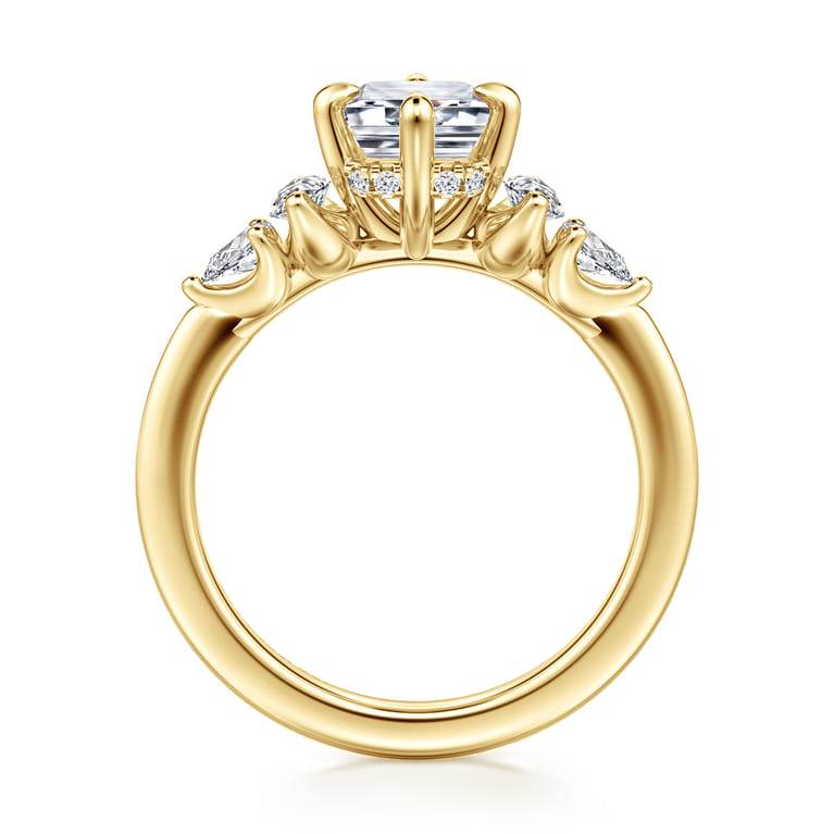 Colton - 14K Yellow Gold Compass Prong Emerald Cut Diamond Engagement Ring - 0.5 ct - Shot 2