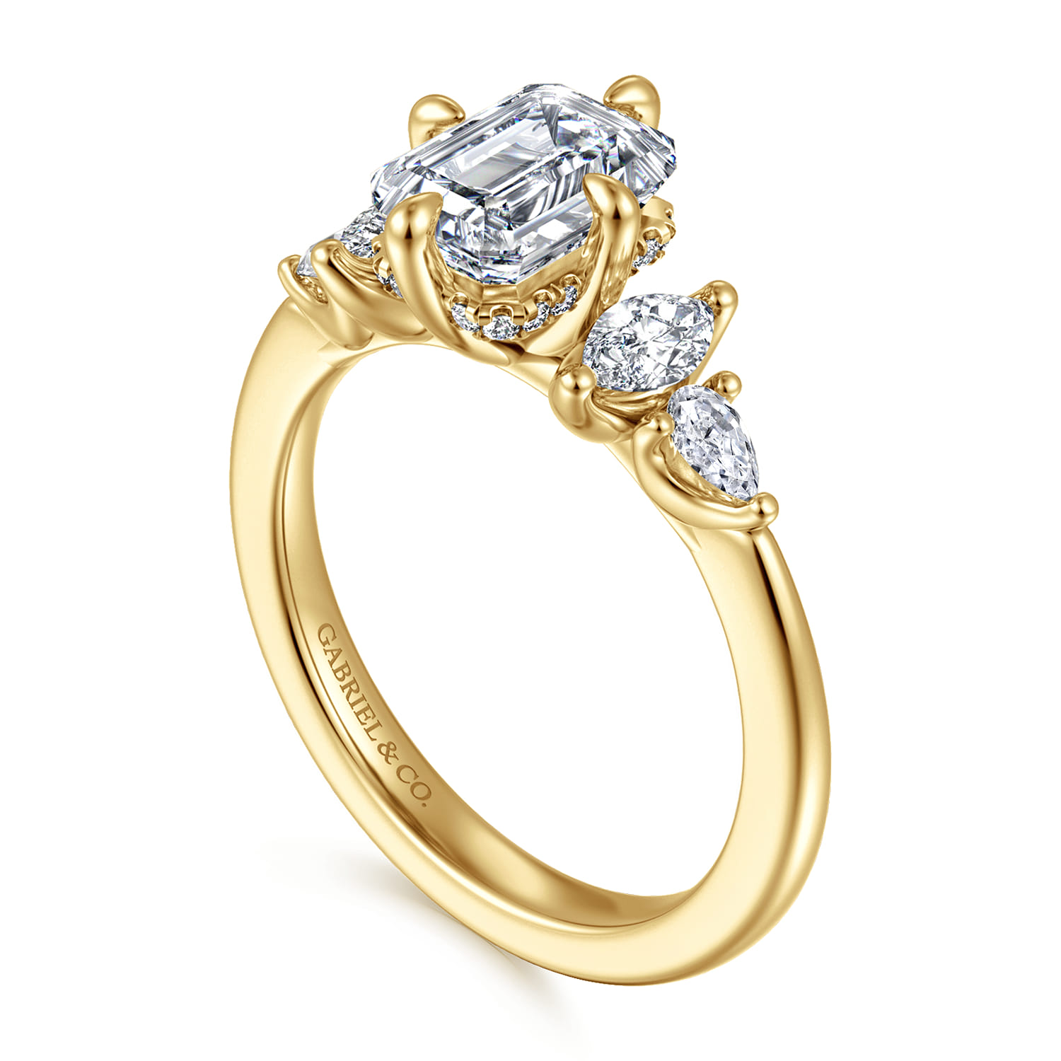 Colton - 14K Yellow Gold Compass Prong Emerald Cut Diamond Engagement Ring - 0.5 ct - Shot 3