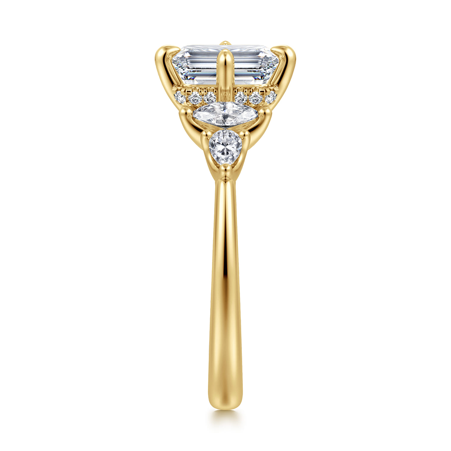 Colton - 14K Yellow Gold Compass Prong Emerald Cut Diamond Engagement Ring - 0.5 ct - Shot 4