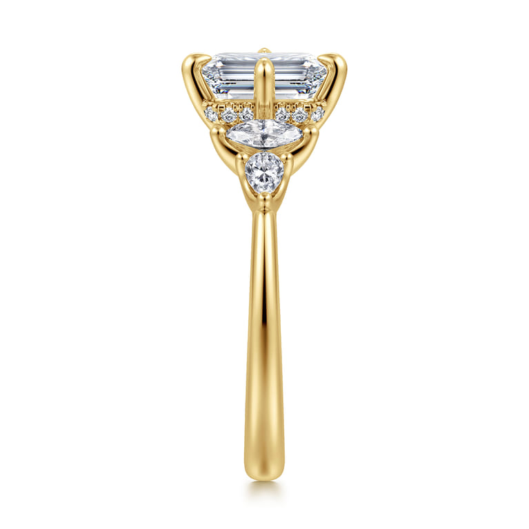 Colton - 14K Yellow Gold Compass Prong Emerald Cut Diamond Engagement Ring - 0.5 ct - Shot 4