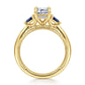 Dani - 14K Yellow Gold Emerald Cut Diamond and Sapphire Engagement Ring - 0.4 ct