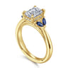 Dani - 14K Yellow Gold Emerald Cut Diamond and Sapphire Engagement Ring - 0.4 ct
