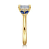 Dani - 14K Yellow Gold Emerald Cut Diamond and Sapphire Engagement Ring - 0.4 ct