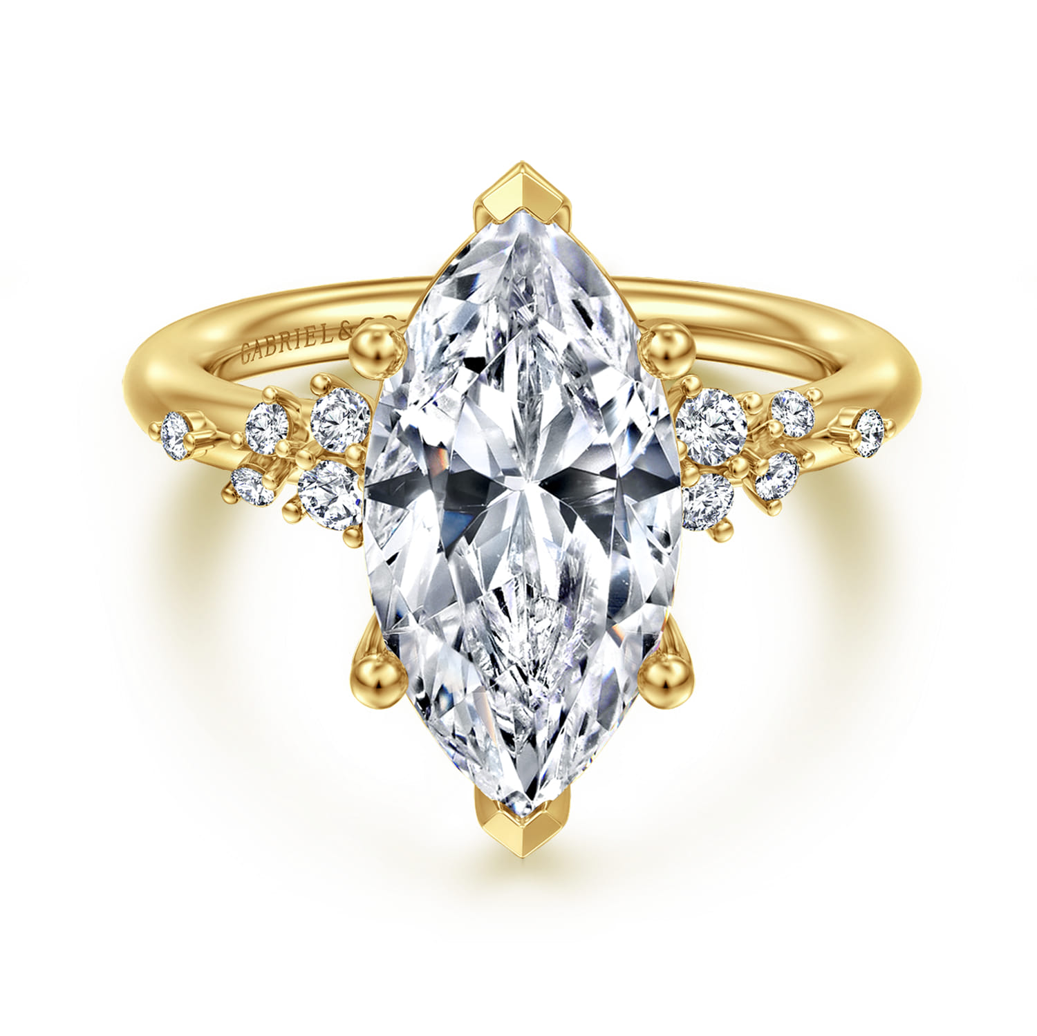 Reena - 14K Yellow Gold Marquise Shape Diamond Engagement Ring - 0.18 ct - Shot 1