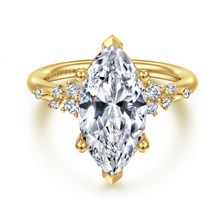Reena - 14K Yellow Gold Marquise Shape Diamond Engagement Ring - 0.18 ct - Shot 1