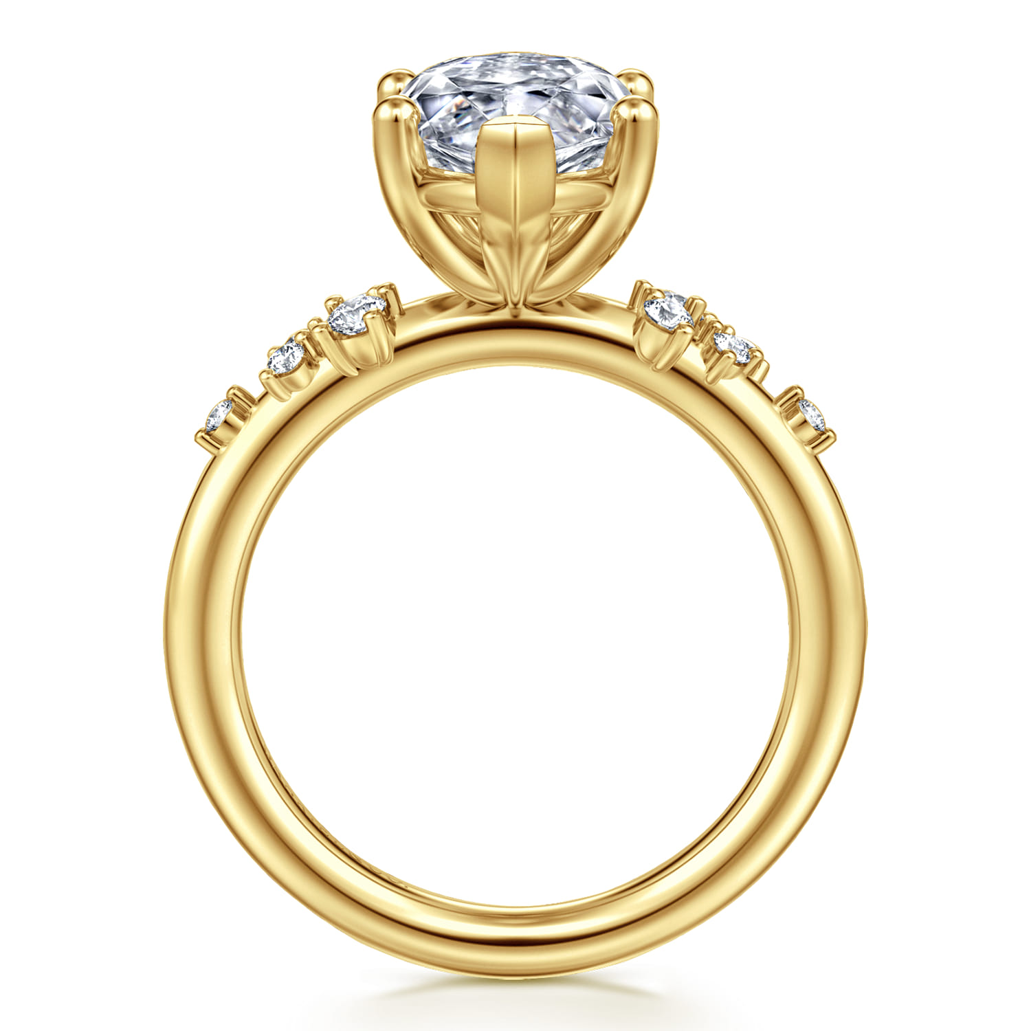 Reena - 14K Yellow Gold Marquise Shape Diamond Engagement Ring - 0.18 ct - Shot 2