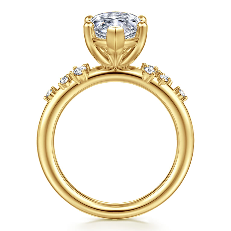 Reena - 14K Yellow Gold Marquise Shape Diamond Engagement Ring - 0.18 ct - Shot 2