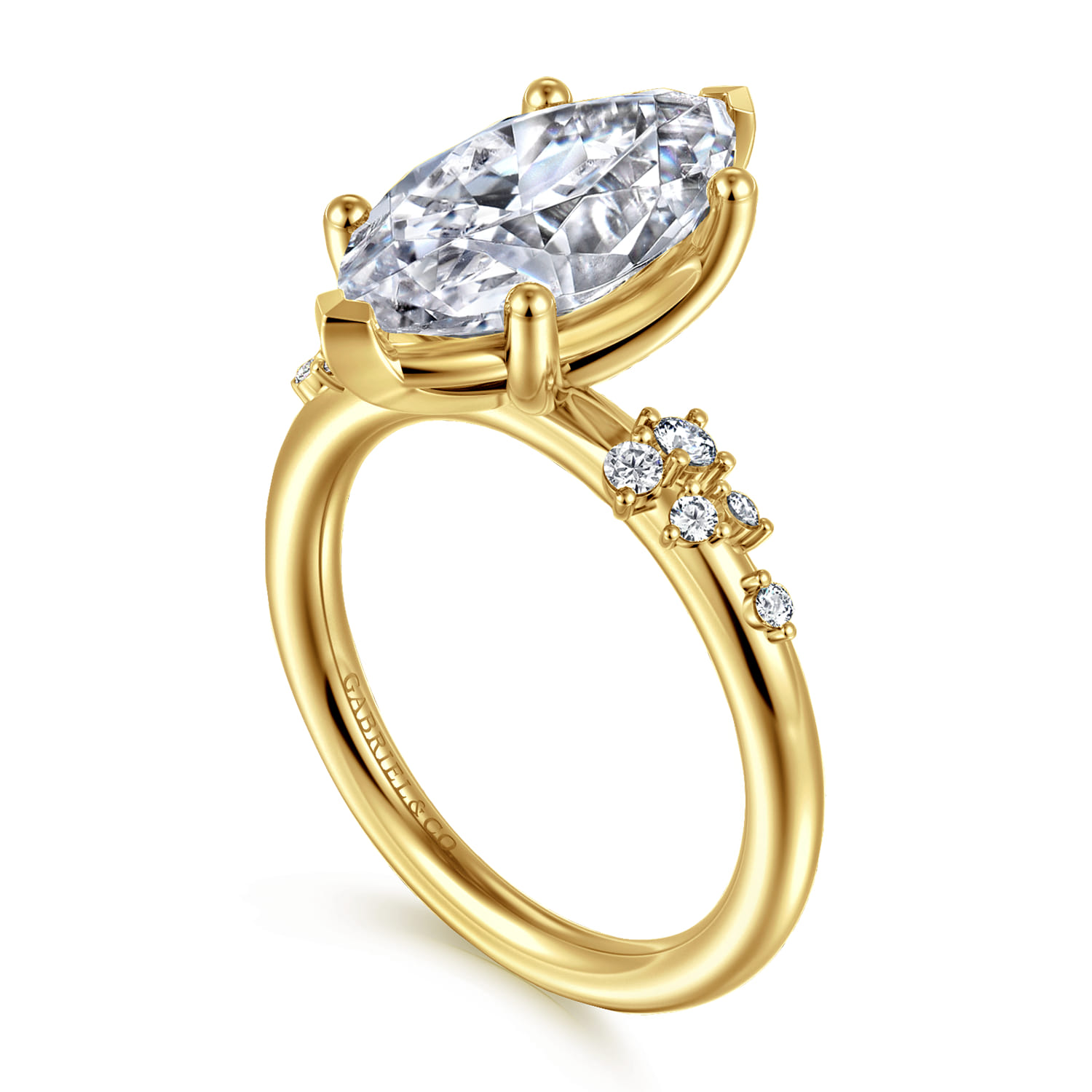 Reena - 14K Yellow Gold Marquise Shape Diamond Engagement Ring - 0.18 ct - Shot 3
