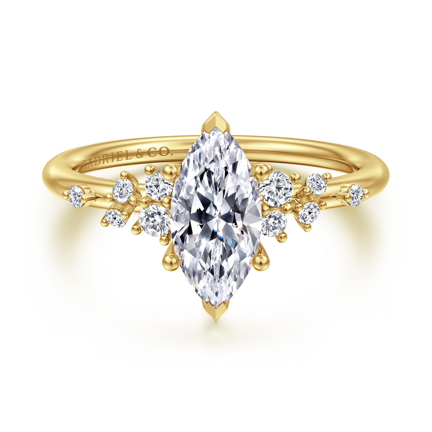 Reena - 14K Yellow Gold Marquise Shape Diamond Engagement Ring - 0.18 ct - Shot 1