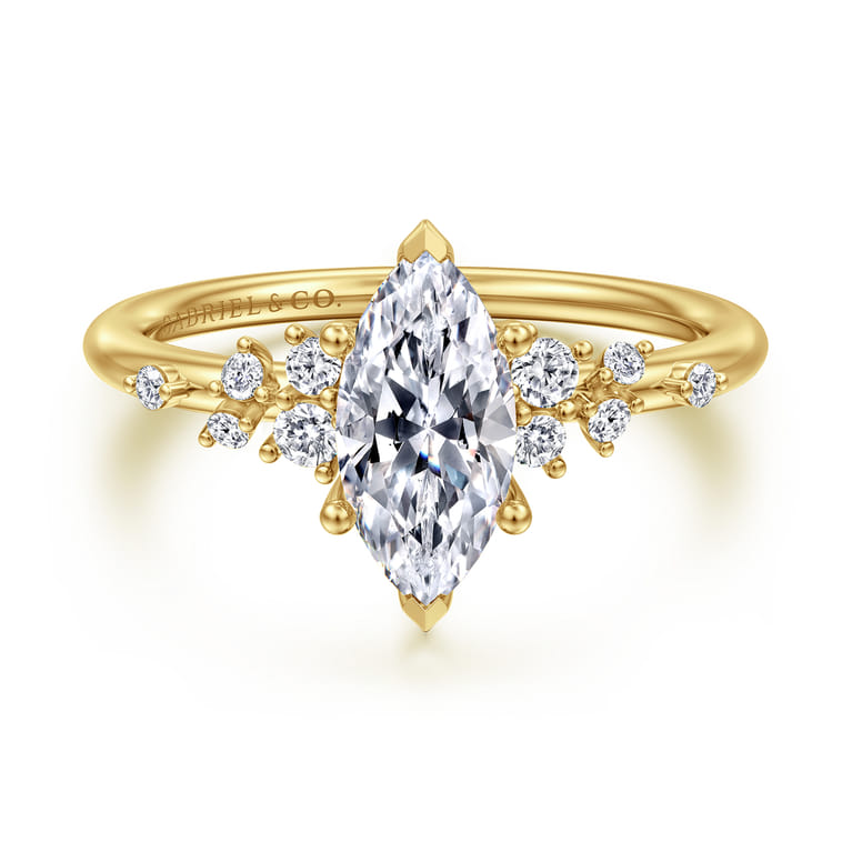 Reena - 14K Yellow Gold Marquise Shape Diamond Engagement Ring - 0.18 ct - Shot 1