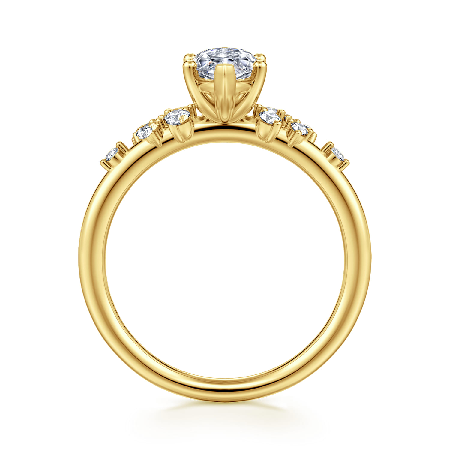 Reena - 14K Yellow Gold Marquise Shape Diamond Engagement Ring - 0.18 ct - Shot 2