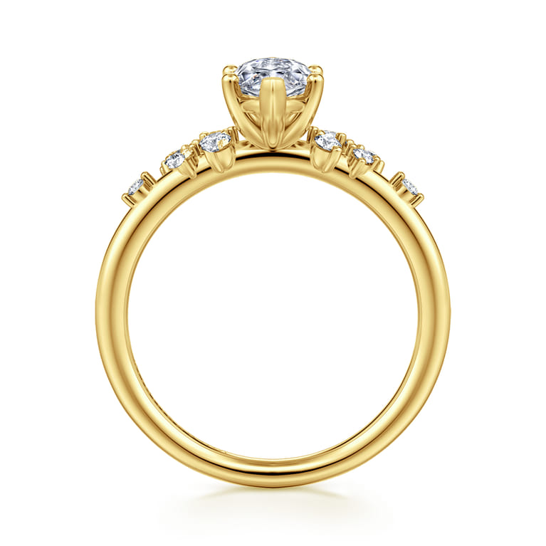 Reena - 14K Yellow Gold Marquise Shape Diamond Engagement Ring - 0.18 ct - Shot 2