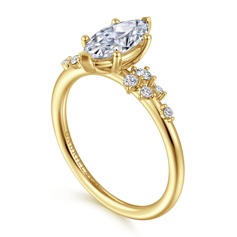 Reena - 14K Yellow Gold Marquise Shape Diamond Engagement Ring - 0.18 ct - Shot 3