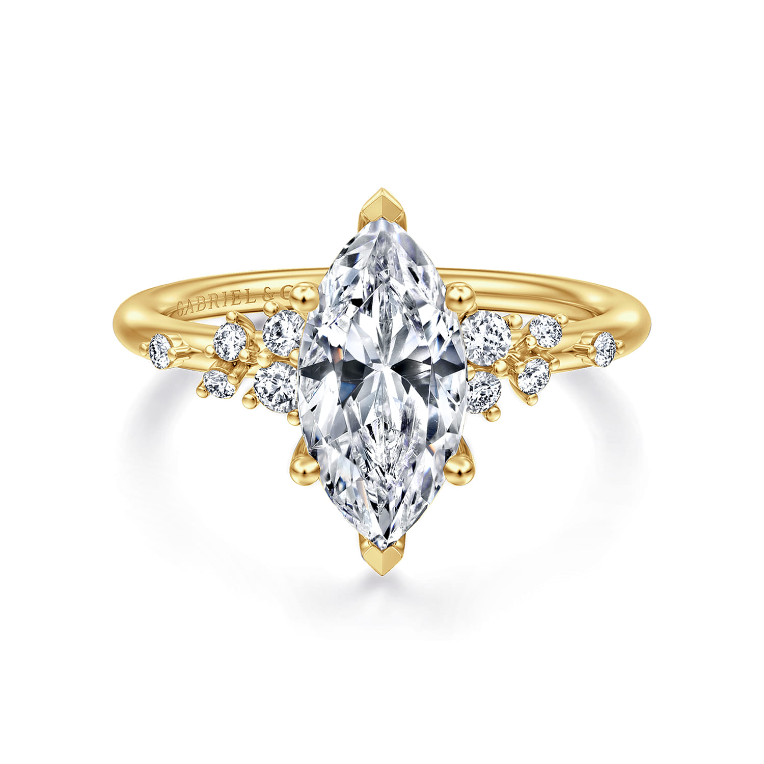 Reena - 14K Yellow Gold Marquise Shape Diamond Engagement Ring - 0.18 ct - Shot 1