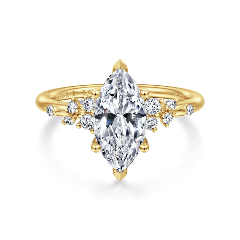 Reena - 14K Yellow Gold Marquise Shape Diamond Engagement Ring - 0.18 ct - Shot 1