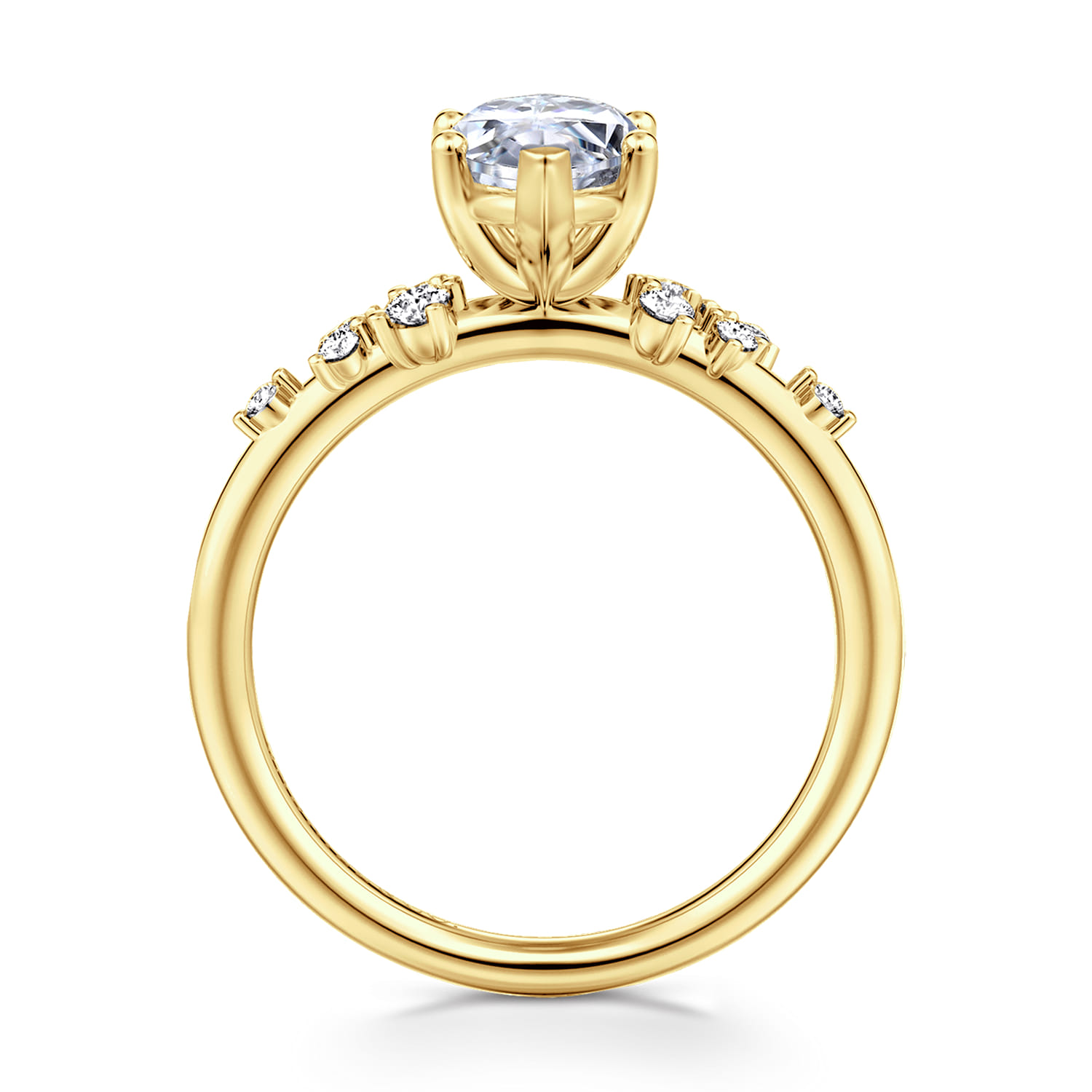 Reena - 14K Yellow Gold Marquise Shape Diamond Engagement Ring - 0.18 ct - Shot 2