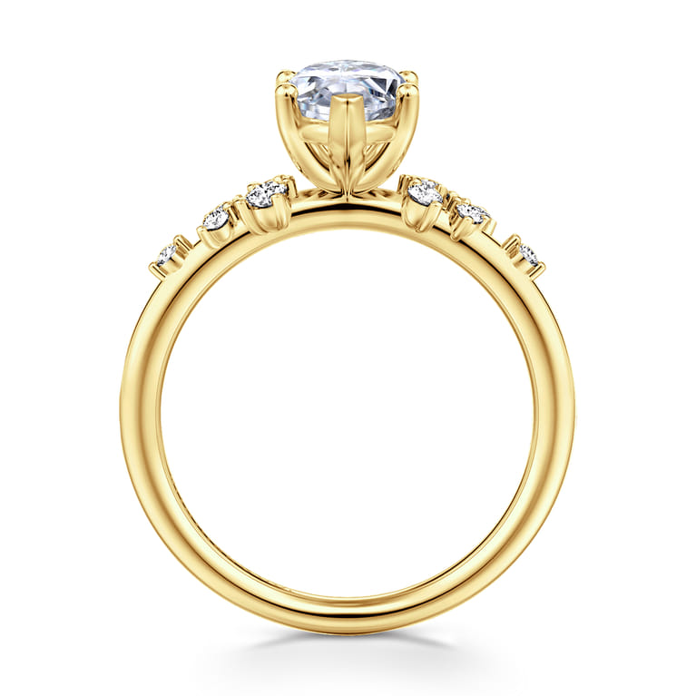 Reena - 14K Yellow Gold Marquise Shape Diamond Engagement Ring - 0.18 ct - Shot 2