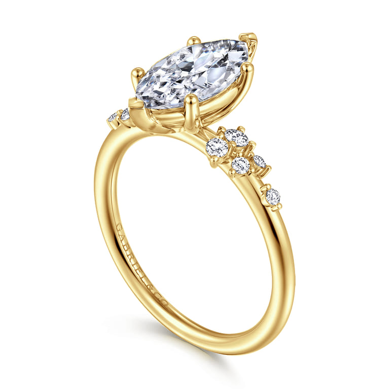 Reena - 14K Yellow Gold Marquise Shape Diamond Engagement Ring - 0.18 ct - Shot 3