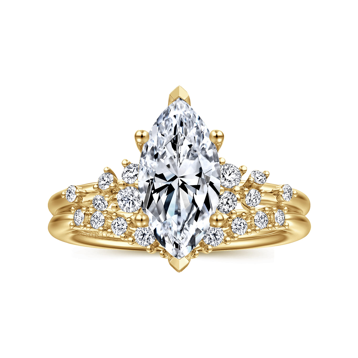 Reena - 14K Yellow Gold Marquise Shape Diamond Engagement Ring - 0.18 ct - Shot 4