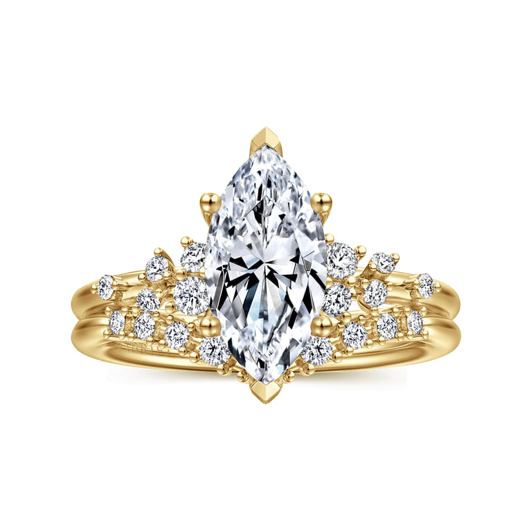 Reena - 14K Yellow Gold Marquise Shape Diamond Engagement Ring - 0.18 ct - Shot 4