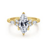 Avah - 14K Yellow Gold Marquise Diamond Cluster Engagement Ring - 0.3 ct