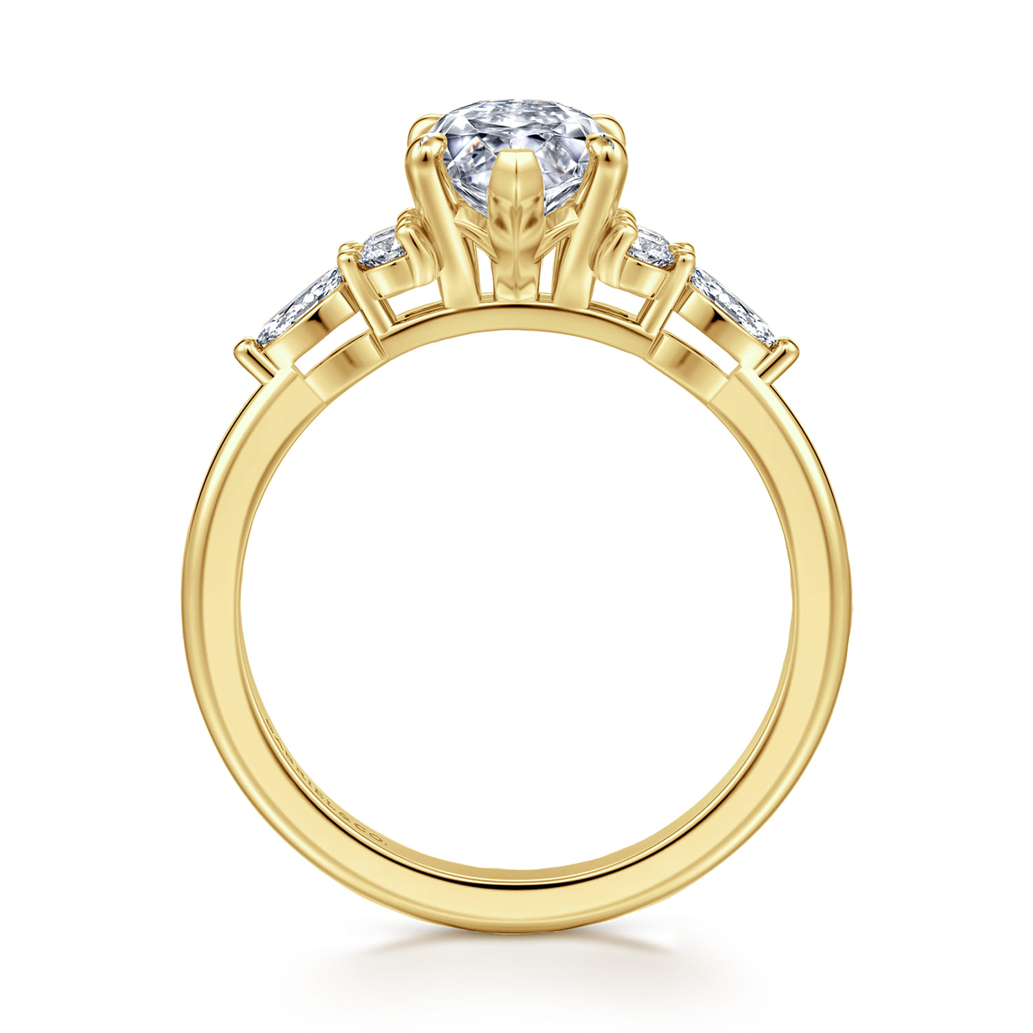 Avah - 14K Yellow Gold Marquise Diamond Cluster Engagement Ring - 0.3 ct - Shot 2