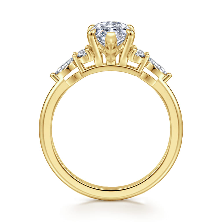 Avah - 14K Yellow Gold Marquise Diamond Cluster Engagement Ring - 0.3 ct - Shot 2