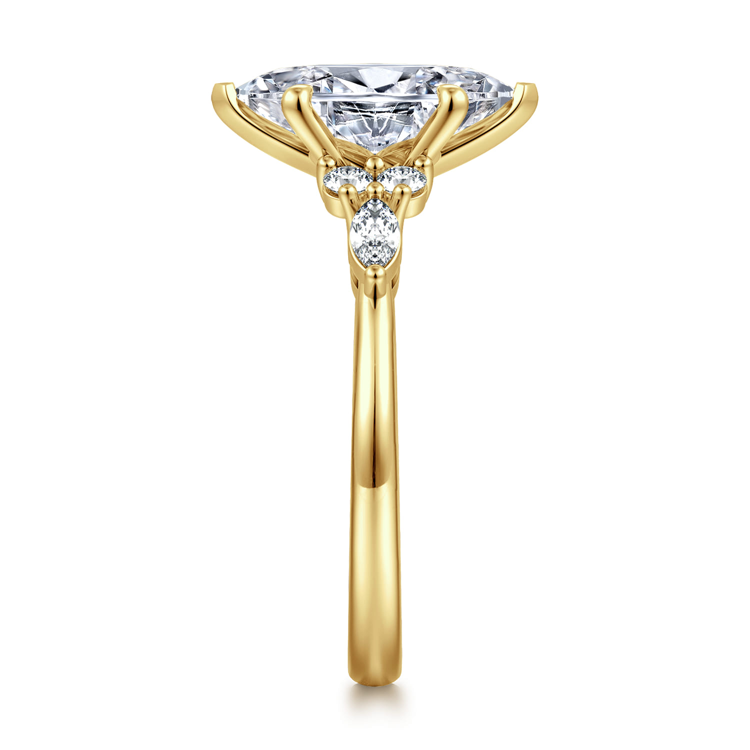 Avah - 14K Yellow Gold Marquise Diamond Cluster Engagement Ring - 0.3 ct - Shot 5