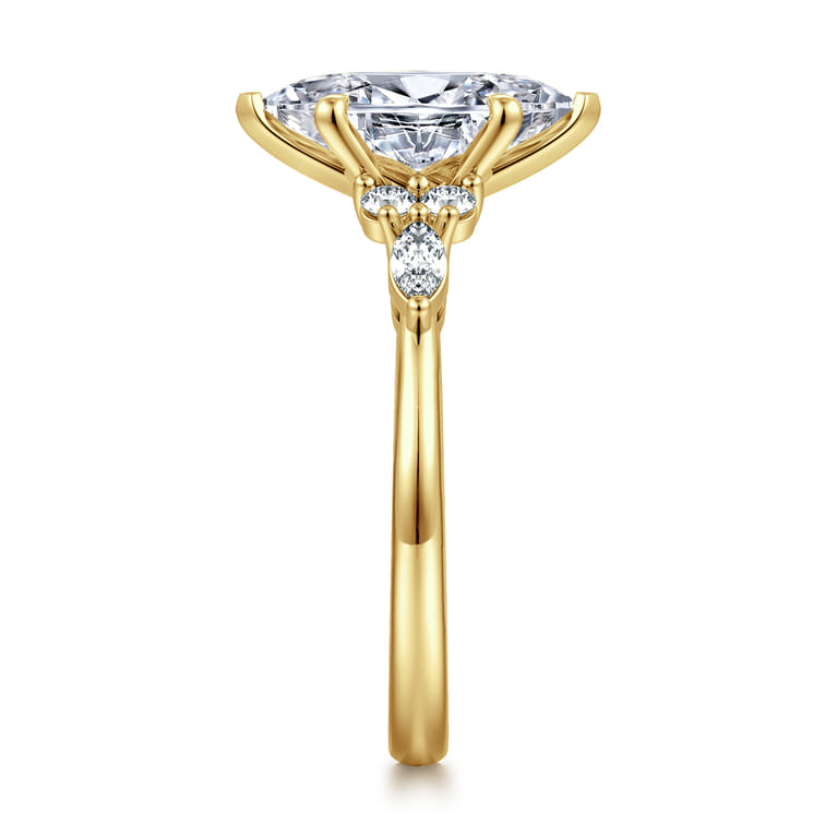 Avah - 14K Yellow Gold Marquise Diamond Cluster Engagement Ring - 0.3 ct - Shot 5