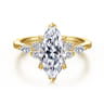 Avah - 14K Yellow Gold Marquise Diamond Cluster Engagement Ring - 0.3 ct