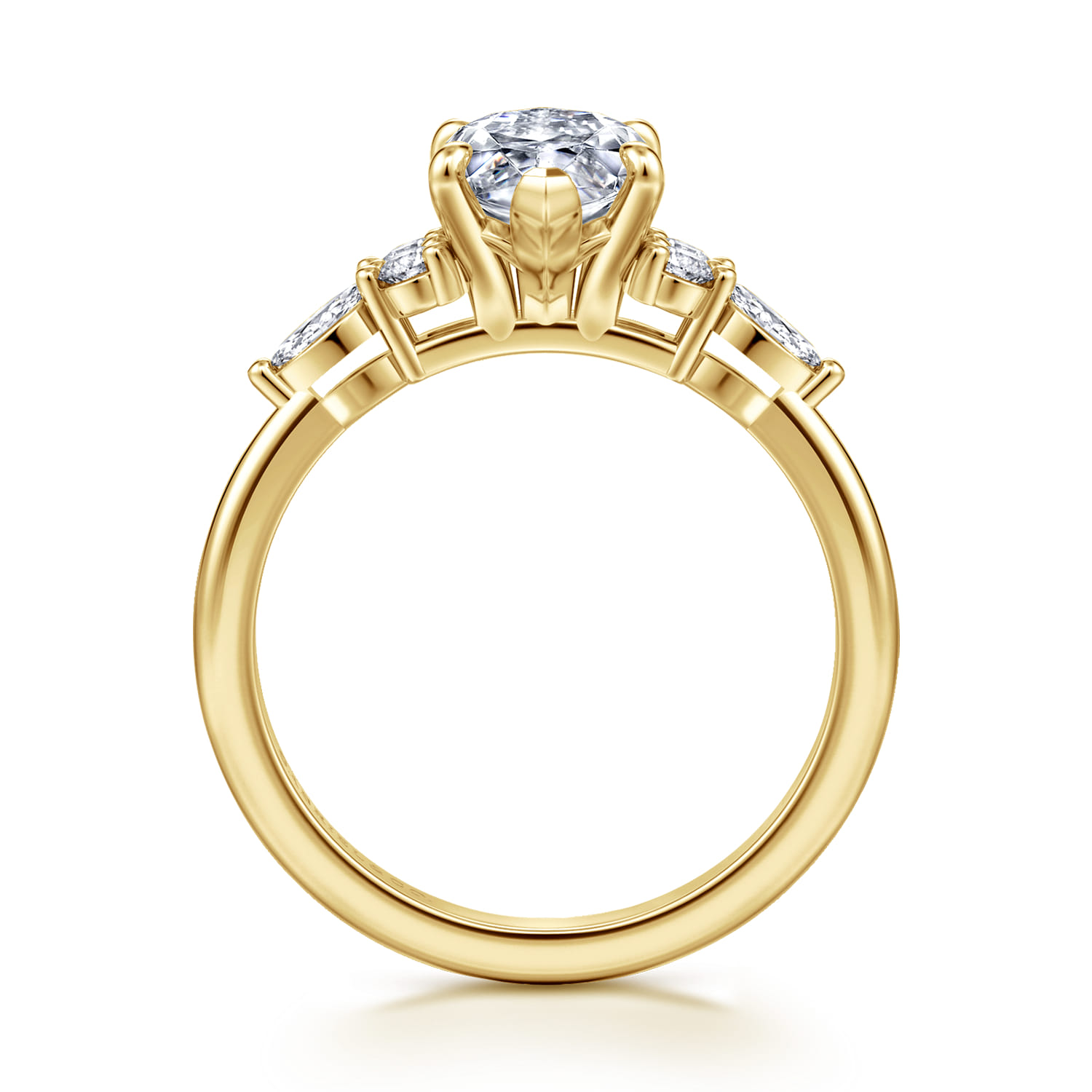 Avah - 14K Yellow Gold Marquise Diamond Cluster Engagement Ring - 0.3 ct - Shot 2