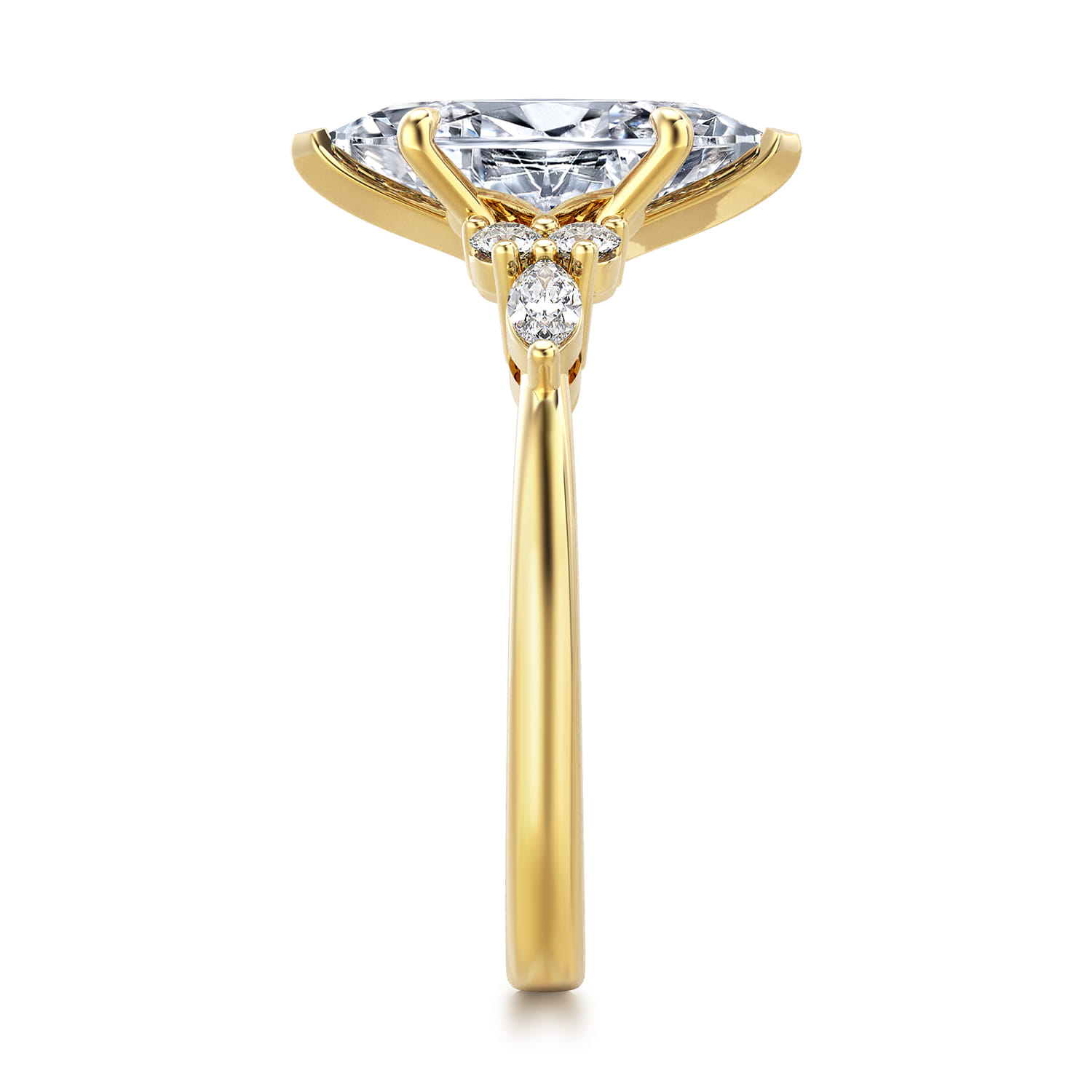Avah - 14K Yellow Gold Marquise Diamond Cluster Engagement Ring - 0.3 ct - Shot 4