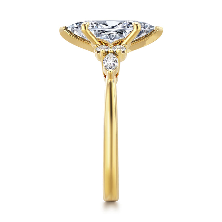 Avah - 14K Yellow Gold Marquise Diamond Cluster Engagement Ring - 0.3 ct - Shot 4