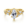 Charlina - 14K Yellow Gold Floral Marquise Diamond Engagement Ring - 0.17 ct