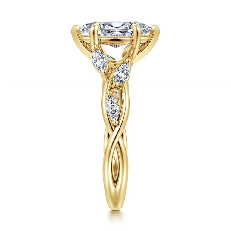 Charlina - 14K Yellow Gold Floral Marquise Diamond Engagement Ring - 0.17 ct - Shot 4