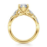 Charlina - 14K Yellow Gold 6 Prong Floral Marquise Shape Diamond Engagement Ring - 0.37 ct