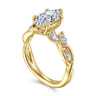 Charlina - 14K Yellow Gold 6 Prong Floral Marquise Shape Diamond Engagement Ring - 0.37 ct