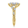 Charlina - 14K Yellow Gold 6 Prong Floral Marquise Shape Diamond Engagement Ring - 0.37 ct