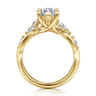 Charlina - 14K Yellow Gold 6 Prong Floral Marquise Shape Diamond Engagement Ring - 0.35 ct