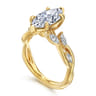 Charlina - 14K Yellow Gold 6 Prong Floral Marquise Shape Diamond Engagement Ring - 0.35 ct