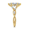 Charlina - 14K Yellow Gold 6 Prong Floral Marquise Shape Diamond Engagement Ring - 0.35 ct