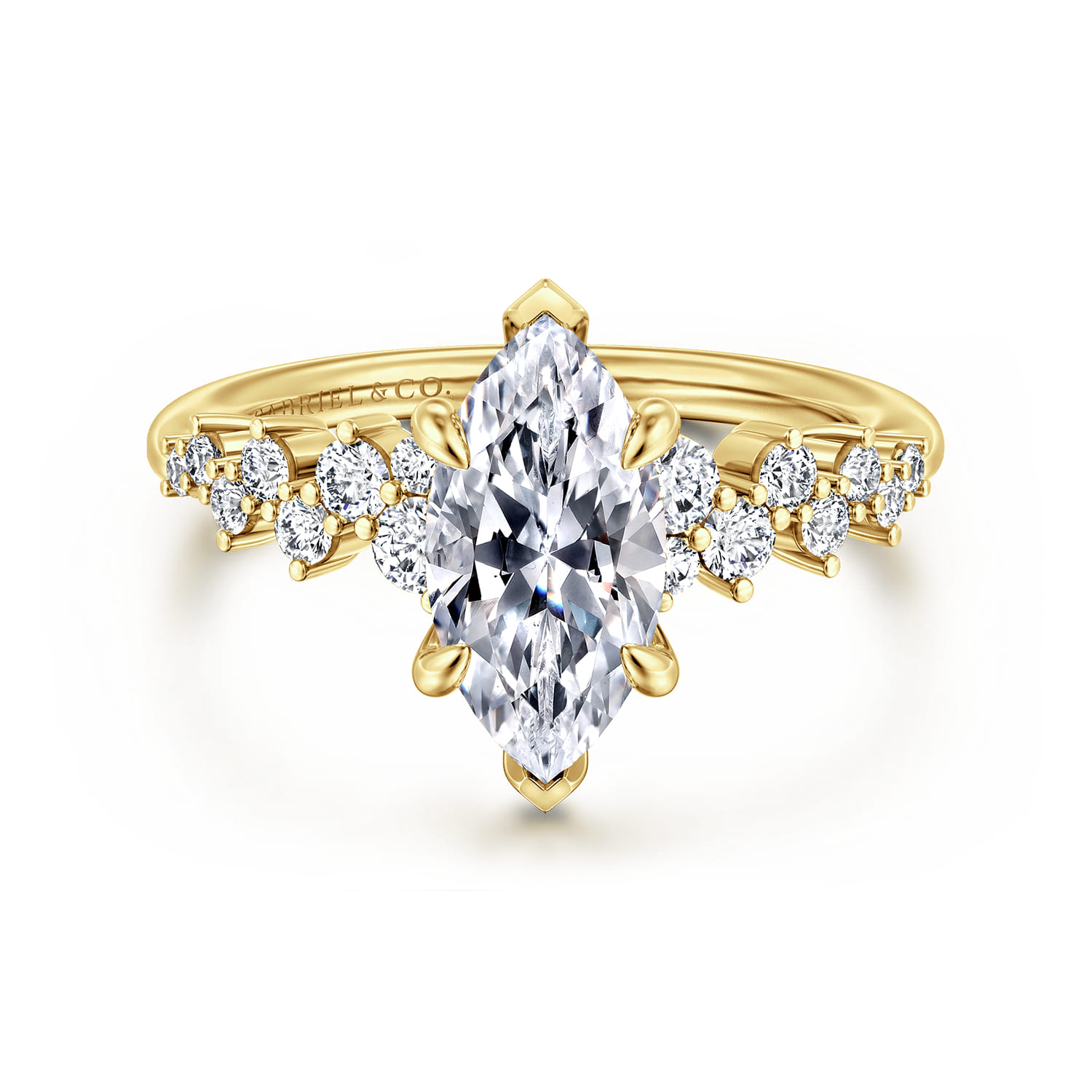 Cove - 14K Yellow Gold Marquise Shape Diamond Engagement Ring - 0.45 ct - Shot 1