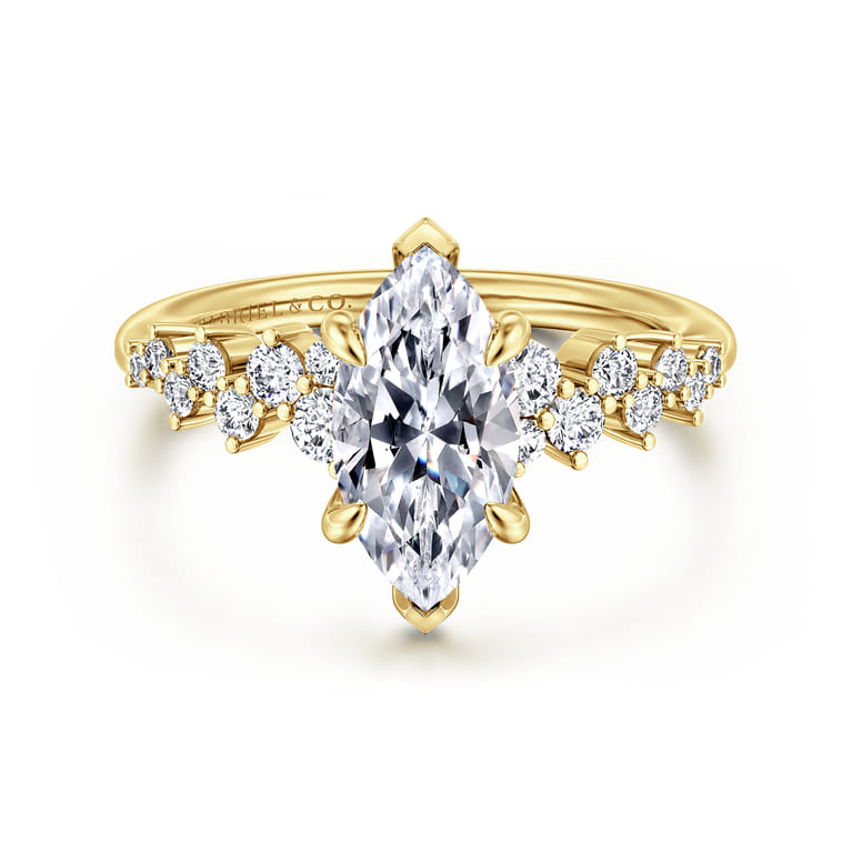 Cove - 14K Yellow Gold Marquise Shape Diamond Engagement Ring - 0.45 ct - Shot 1