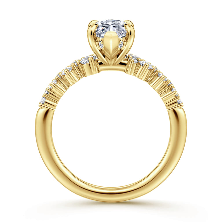 Cove - 14K Yellow Gold Marquise Shape Diamond Engagement Ring - 0.45 ct - Shot 2