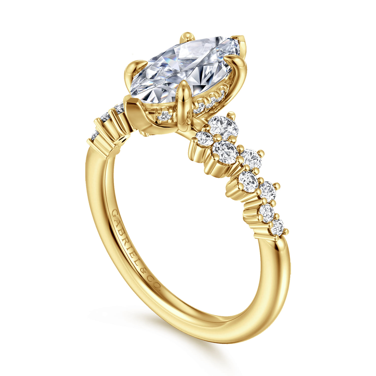 Cove - 14K Yellow Gold Marquise Shape Diamond Engagement Ring - 0.45 ct - Shot 3
