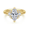 Mattie - 14K Yellow Gold Marquise Shape Lotus Diamond Engagement Ring - 0.45 ct