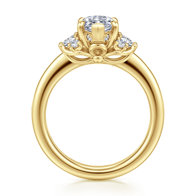 Mattie - 14K Yellow Gold Marquise Shape Lotus Diamond Engagement Ring - 0.45 ct - Shot 2