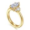Mattie - 14K Yellow Gold Marquise Shape Lotus Diamond Engagement Ring - 0.45 ct